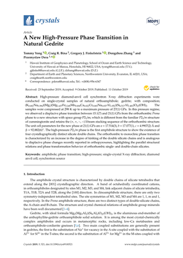 A New High-Pressure Phase Transition in Natural Gedrite