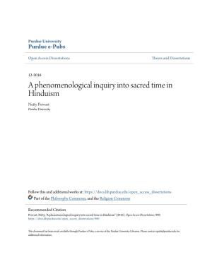 A Phenomenological Inquiry Into Sacred Time in Hinduism Netty Provost Purdue University