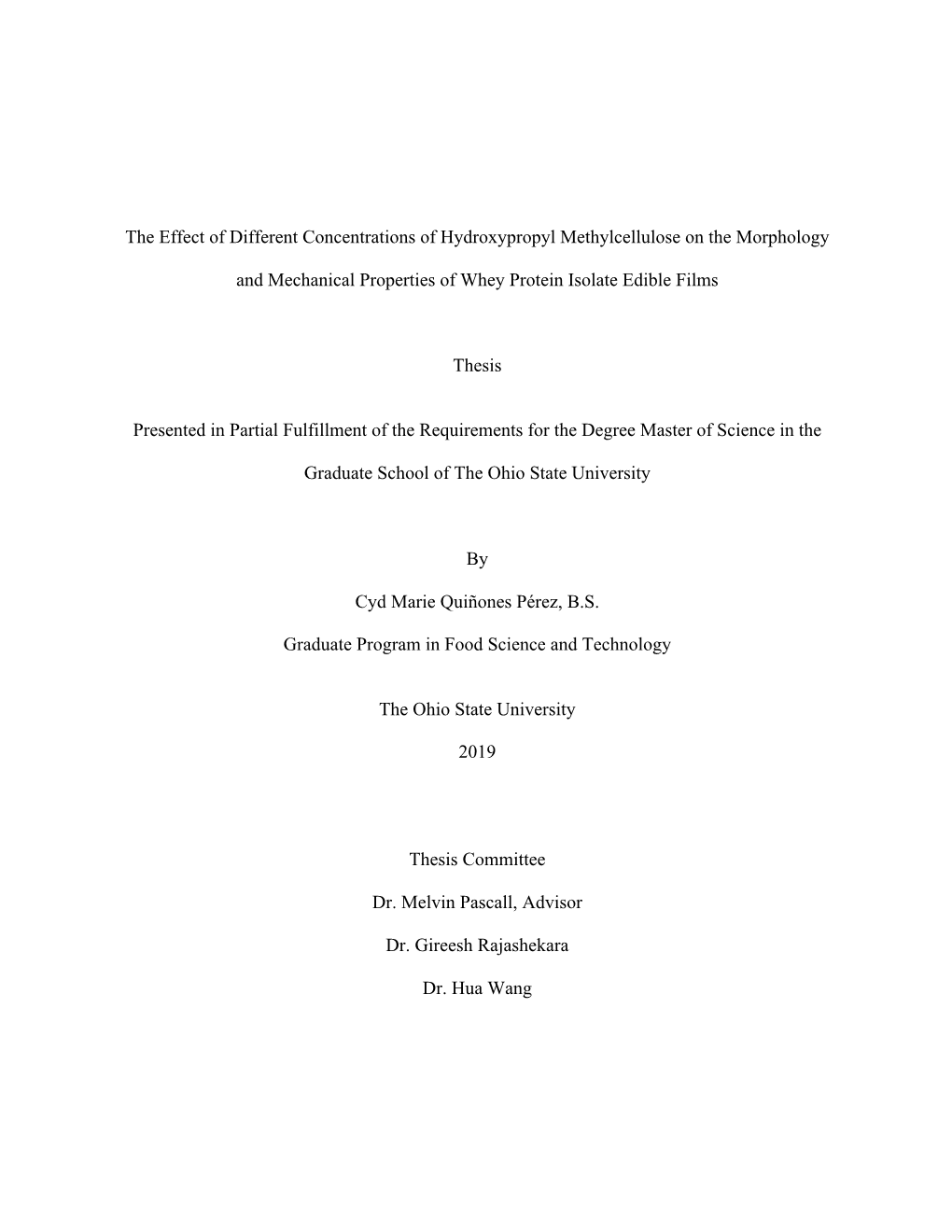 The Effect of Different Concentrations of Hydroxypropyl Methylcellulose on the Morphology