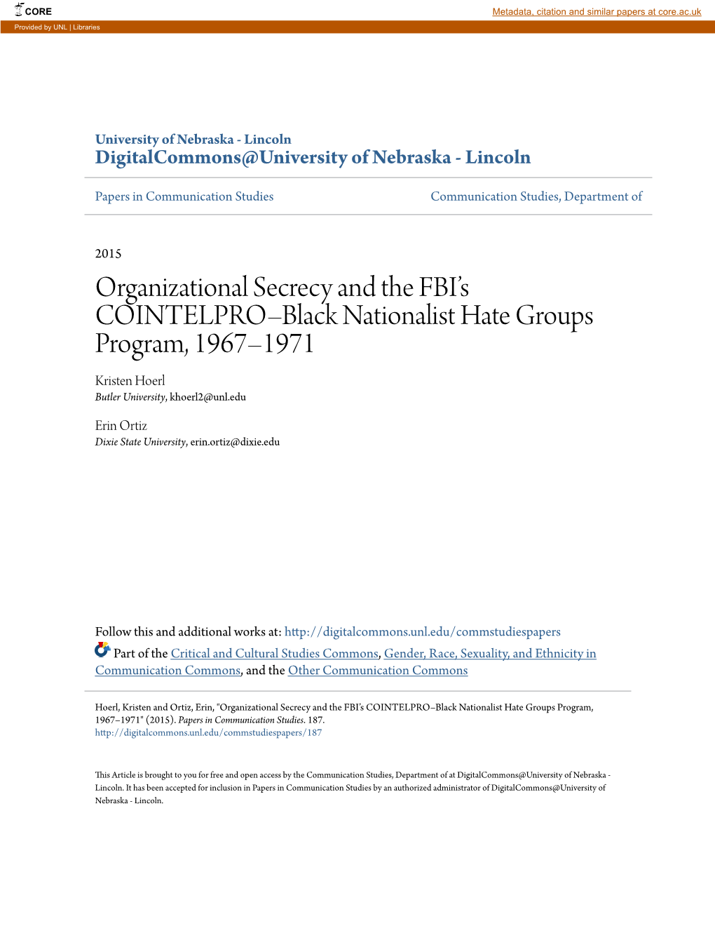 Organizational Secrecy and the FBI's COINTELPRO–Black Nationalist