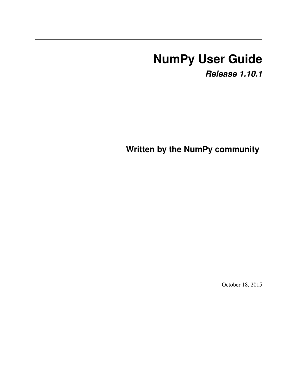 Numpy User Guide Release 1.10.1