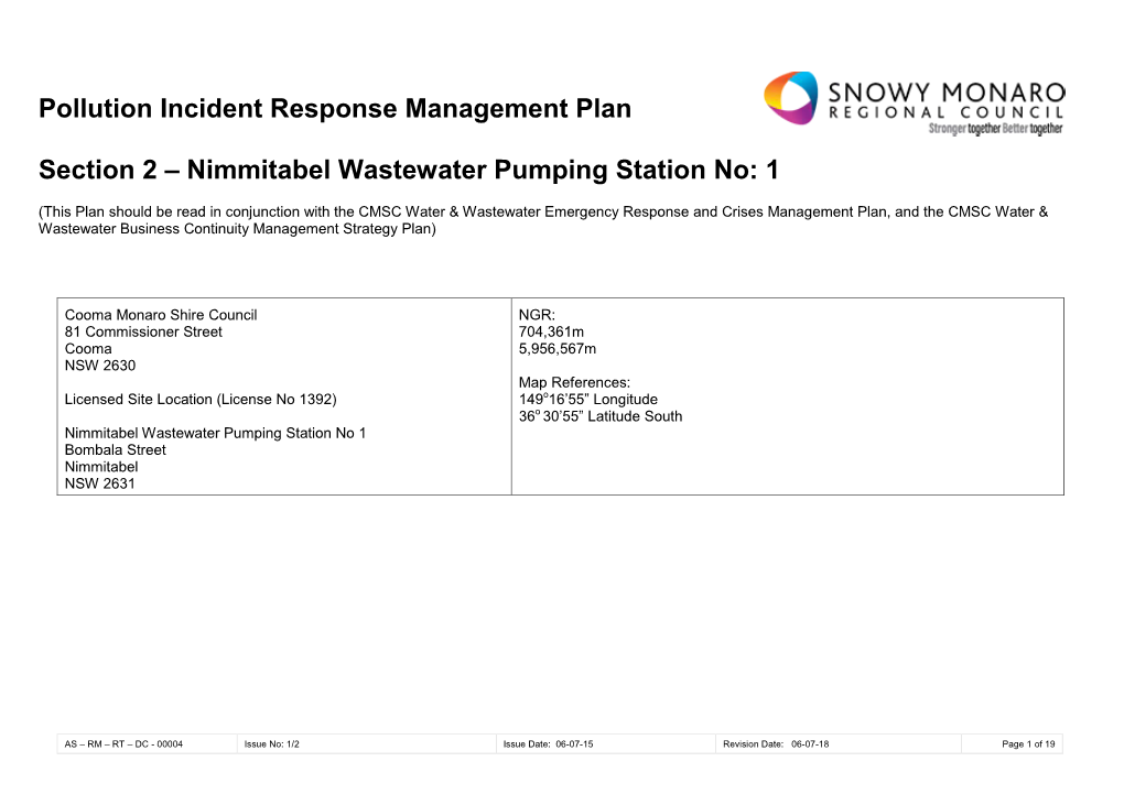 Pollution Incident Response Management Plan Section 2