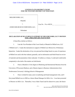 19-Cv-00218-Wmc Document #: 14 Filed: 03/28/19 Page 1 of 15