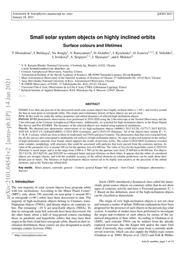 Arxiv:2101.04541V2 [Astro-Ph.EP] 14 Jan 2021 Or Retrograde ( >90 ) Orbits Have Been Discovered to Date