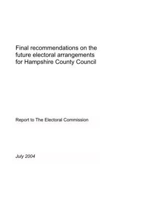 Final Recommendations on the Future Electoral Arrangements for Hampshire County Council