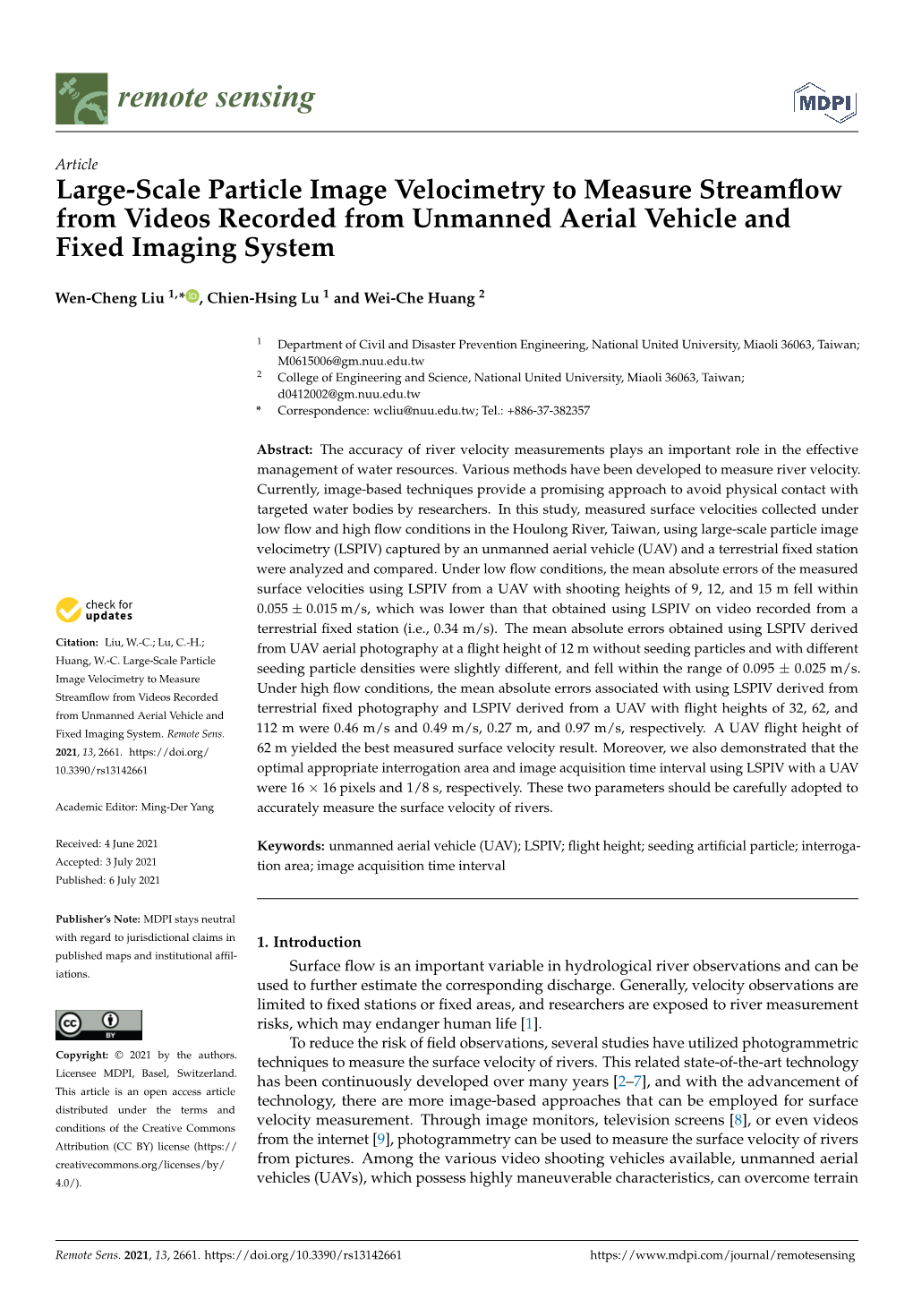 Large-Scale Particle Image Velocimetry to Measure Streamflow