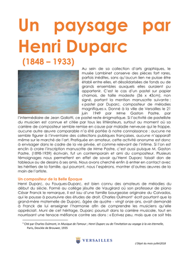 Un Paysage Par Henri Duparc