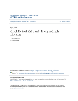 Kafka and History in Czech Literature Zachary Macholz SIT Study Abroad