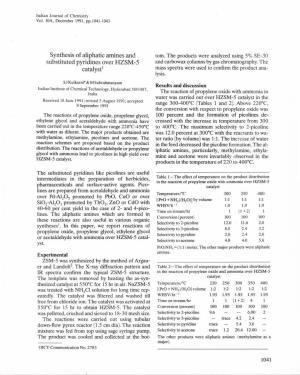 Synthesis of Aliphatic Amines and Substituted Pyridines Over HZSM",5 Catalyst