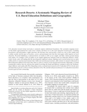 Research Deserts: a Systematic Mapping Review of U.S. Rural Education Definitions and Geographies