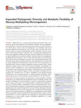 Expanded Phylogenetic Diversity and Metabolic Flexibility of Mercury-Methylating Microorganisms