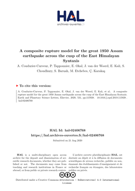 A Composite Rupture Model for the Great 1950 Assam Earthquake Across the Cusp of the East Himalayan Syntaxis A