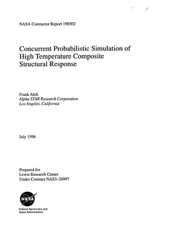 Concurrent Probabilistic Simulation of High Temperature Composite Structural Response