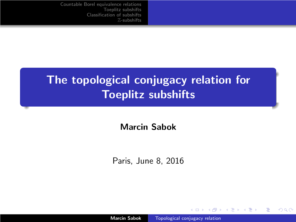 The Topological Conjugacy Relation for Toeplitz Subshifts