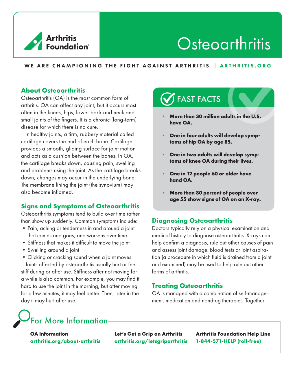 Fact Sheet Osteoarthritis