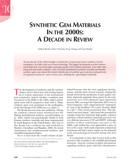 SYNTHETIC GEM MATERIALS in the 2000S GEMS & GEMOLOGY WINTER 2010 Figure 1