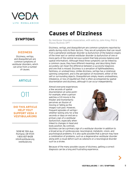 Causes of Dizziness