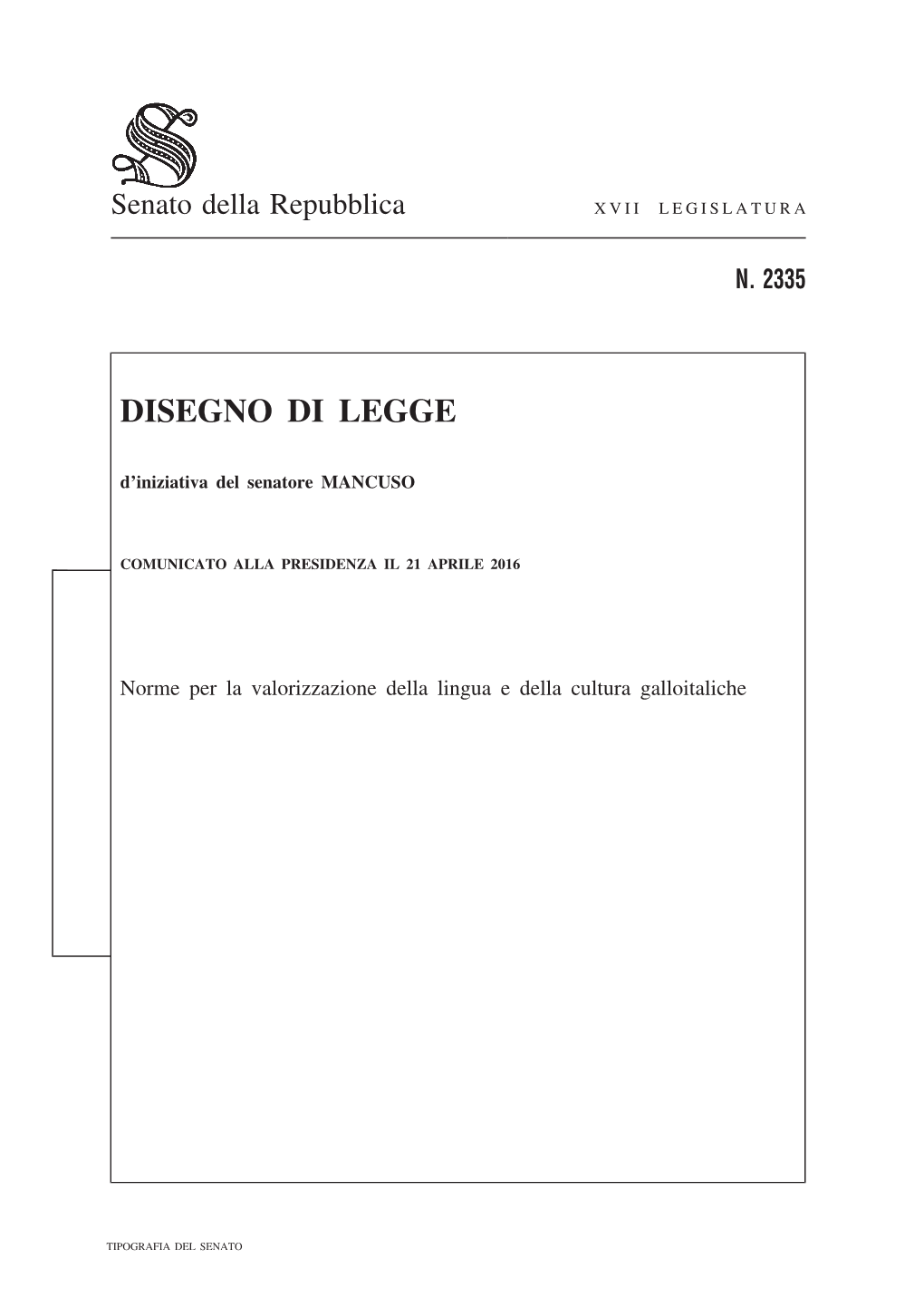 Disegno Di Legge