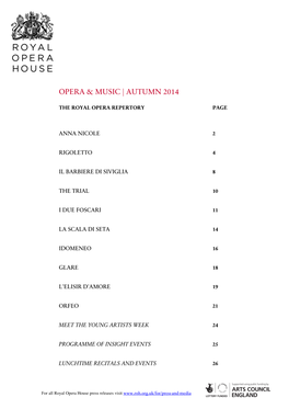 Opera & Music | Autumn 2014