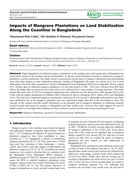 Impacts of Mangrove Plantations on Land Stabilization Along the Coastline in Bangladesh