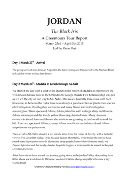 JORDAN the Black Iris a Greentours Tour Report March 23Rd – April 5Th 2015 Led by Oron Peri
