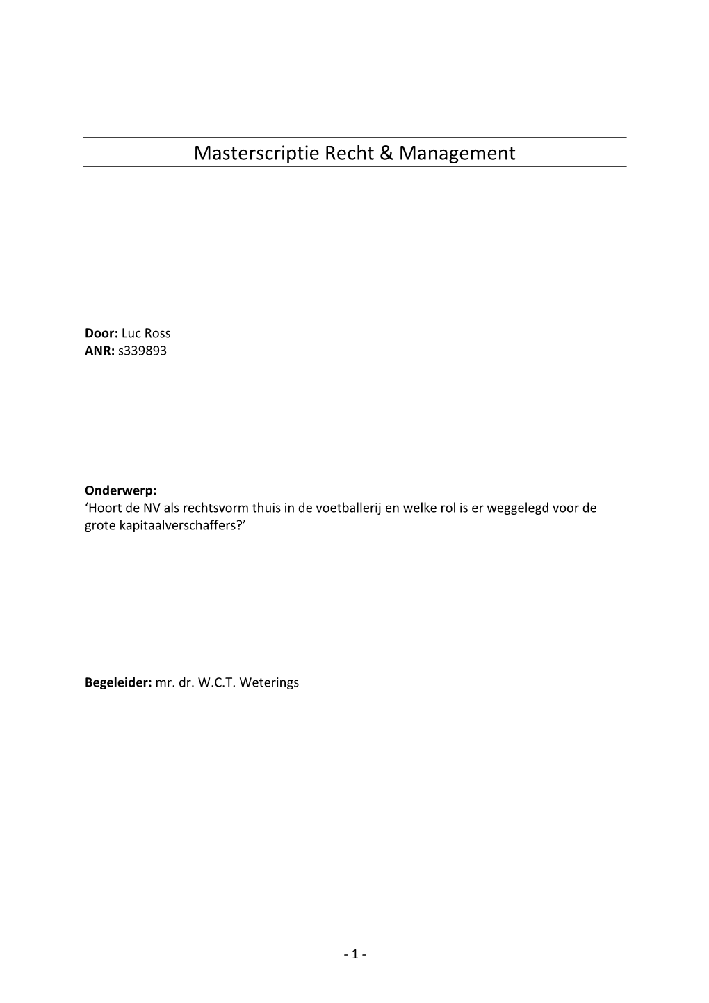Masterscriptie Recht & Management