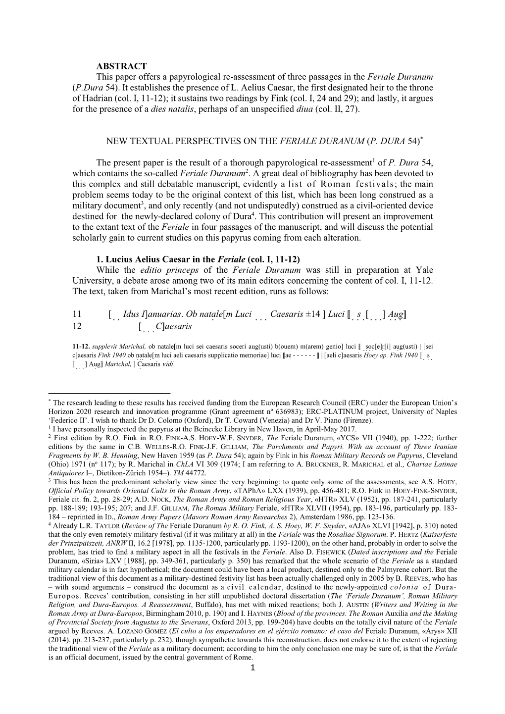 1 ABSTRACT This Paper Offers a Papyrological Re-Assessment Of