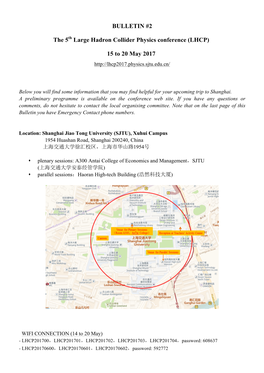 BULLETIN #2 the 5Th Large Hadron Collider Physics Conference (LHCP) 15 to 20 May 2017