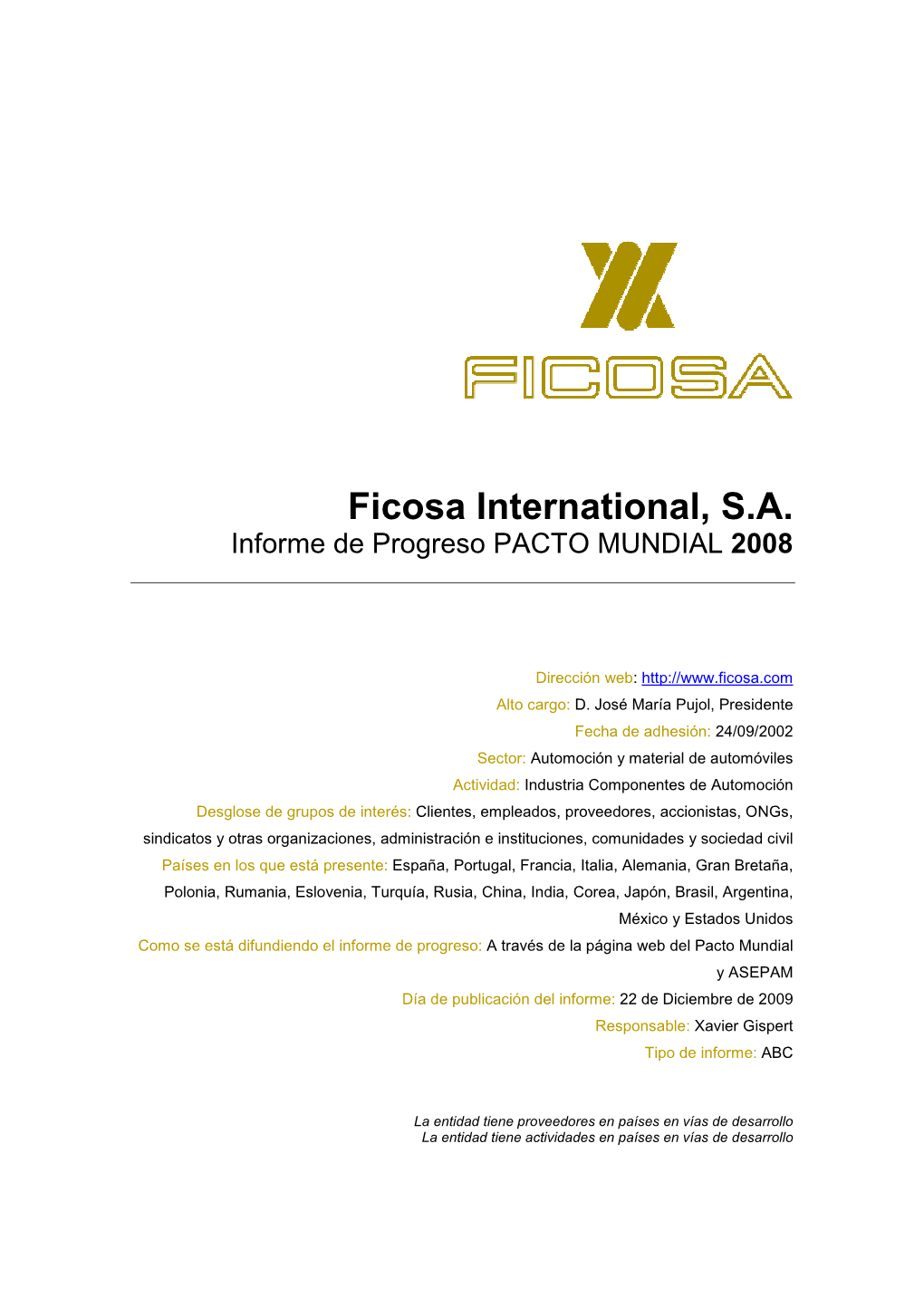 Ficosa International, S.A