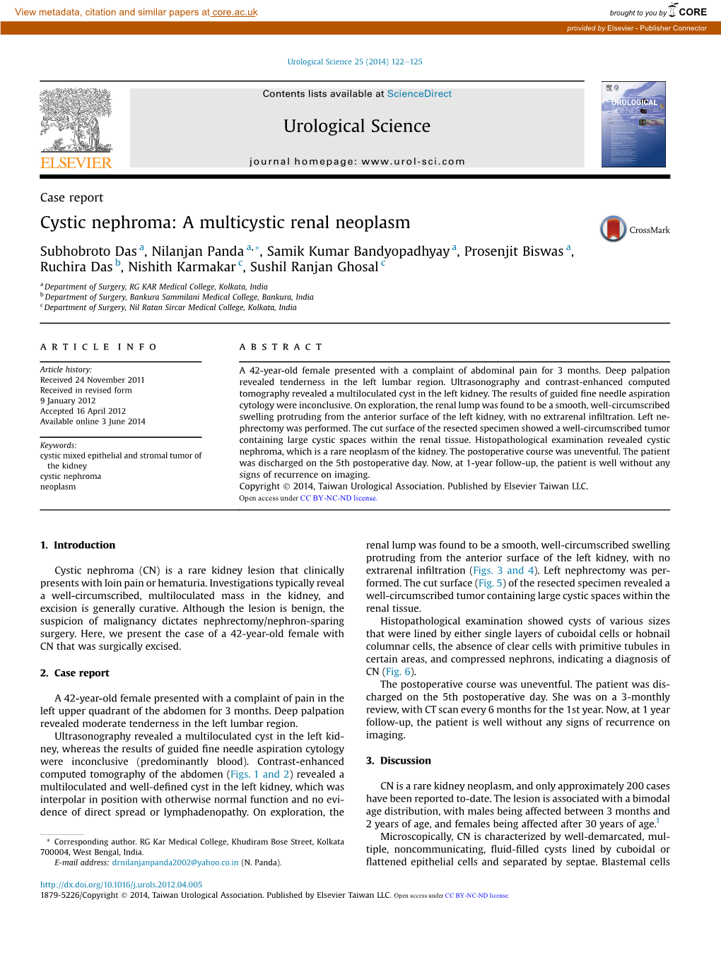 Cystic Nephroma: a Multicystic Renal Neoplasm