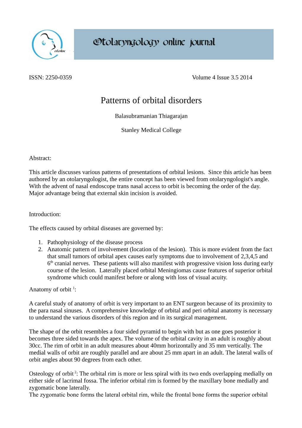 Patterns of Orbital Disorders