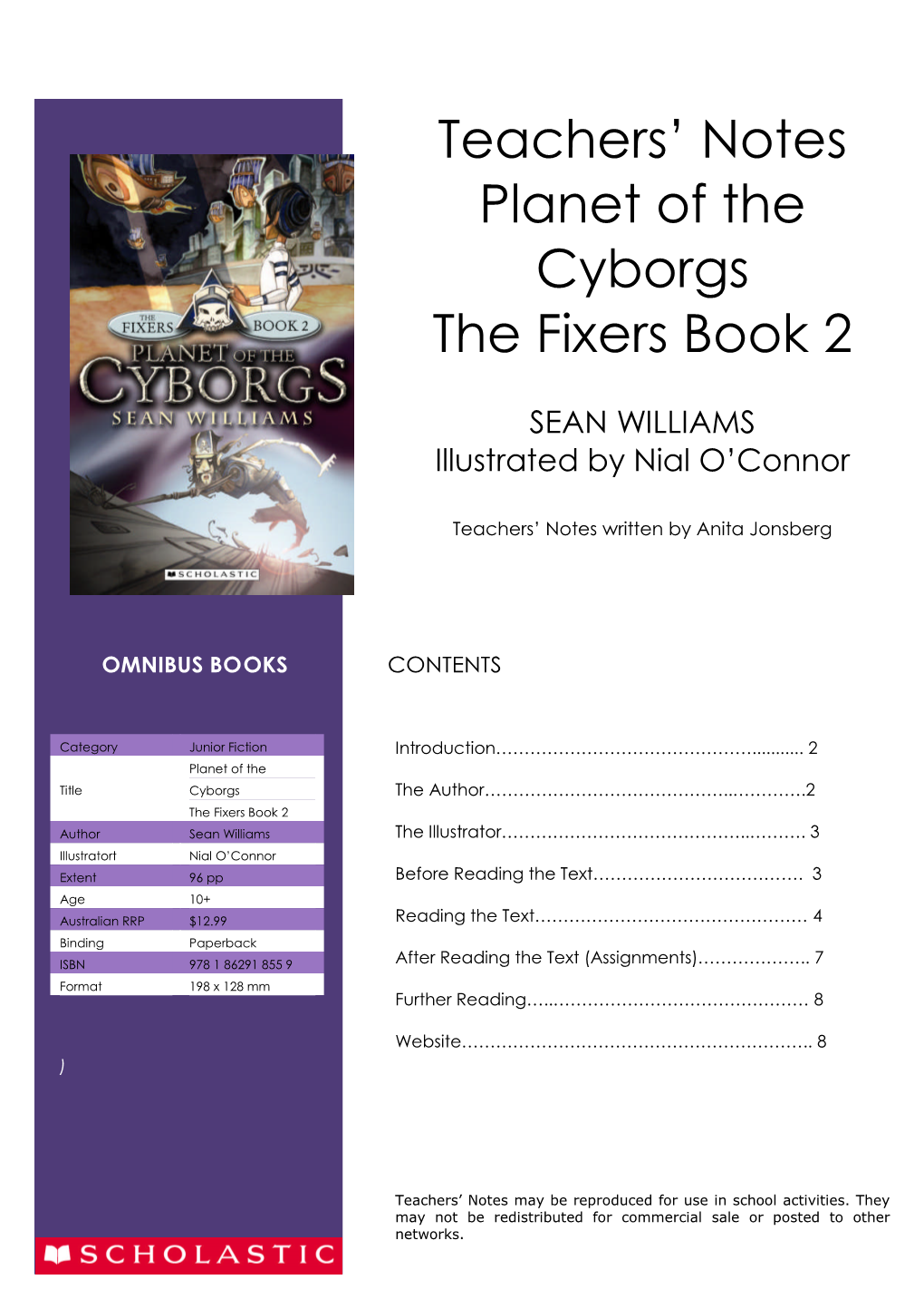 Teachers' Notes Planet of the Cyborgs the Fixers Book 2