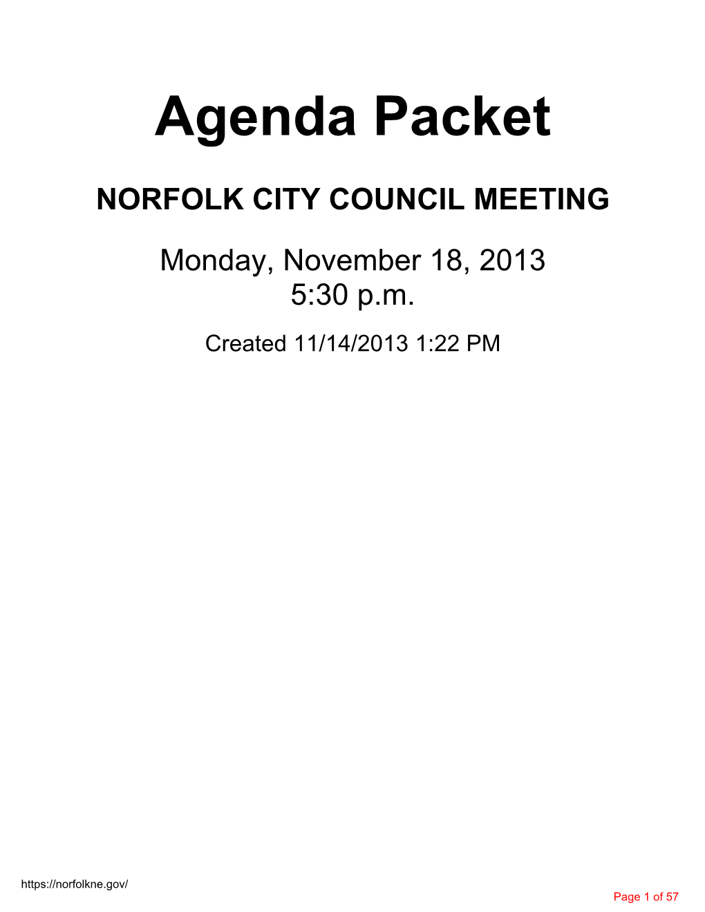 City Council Agenda Packet November 18, 2013