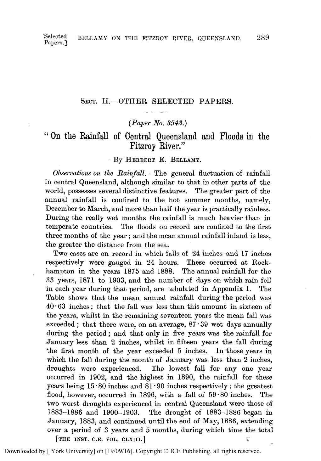 On the Rainfall of Central Queensland and Floods in the Fitzroy River.” by HERBERTE