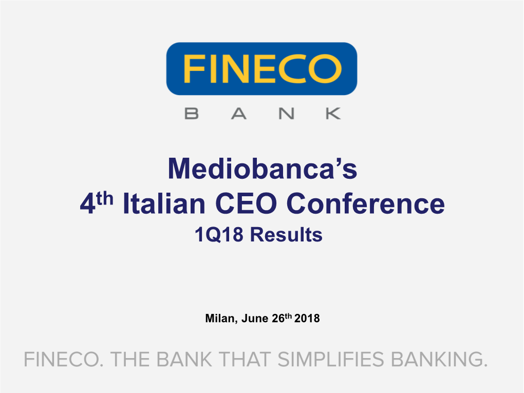 Mediobanca's 4Th Italian CEO Conference