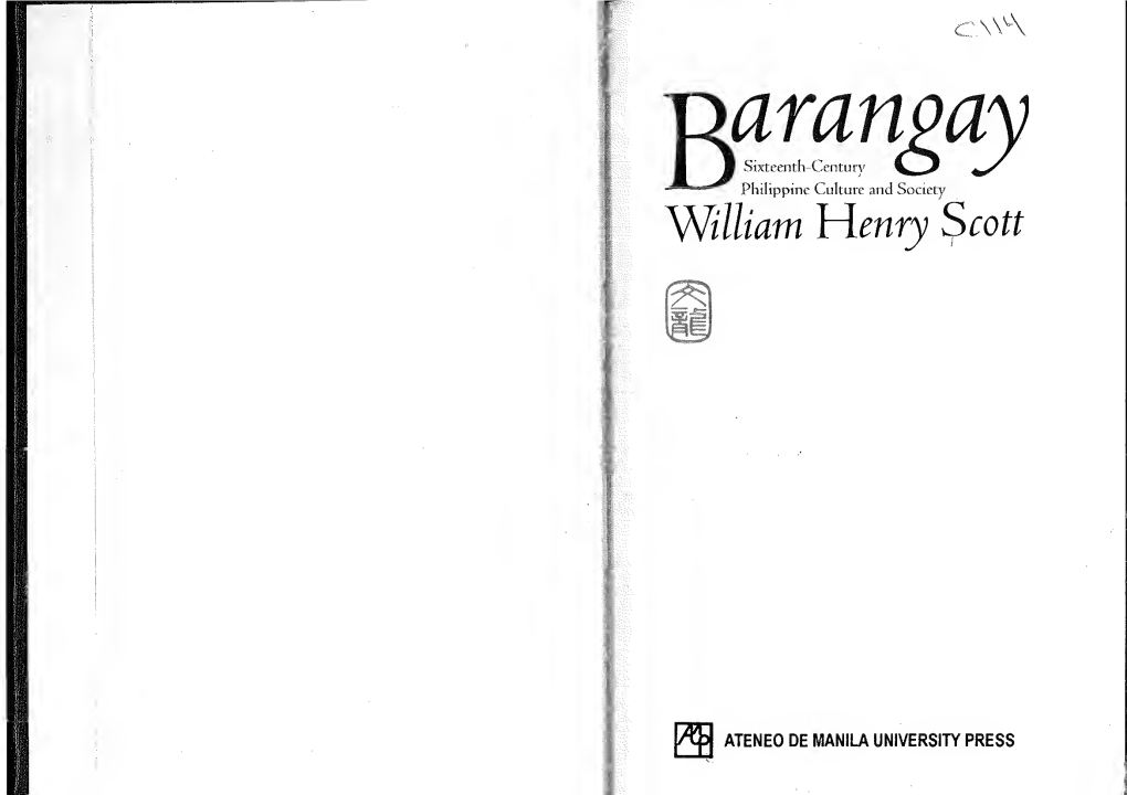 Barangay Sixteenth Century Philippine Culture and Society