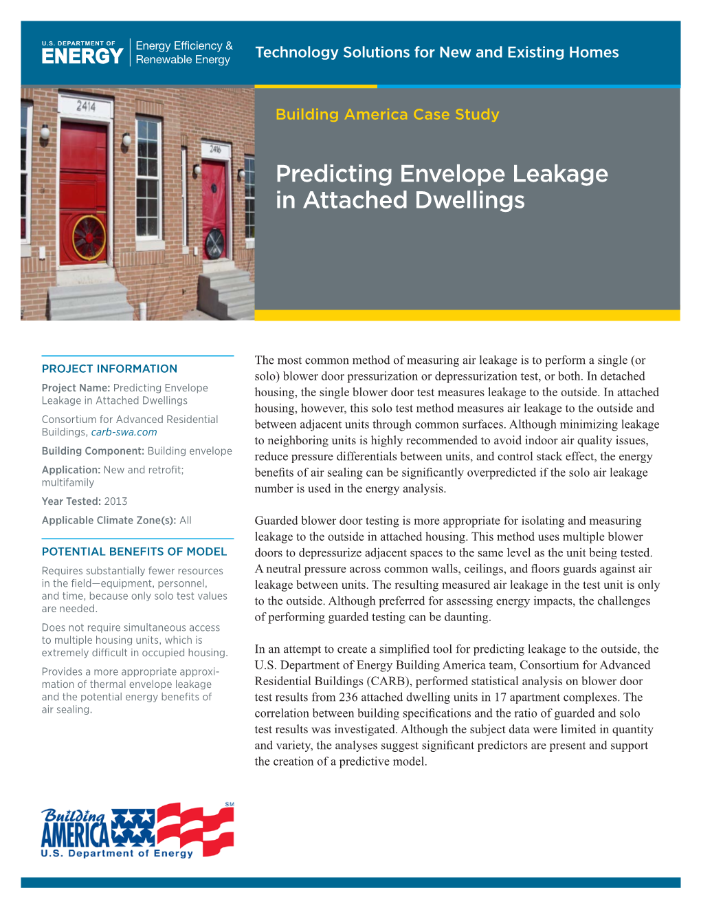 Predicting Envelope Leakage in Attached Dwellings