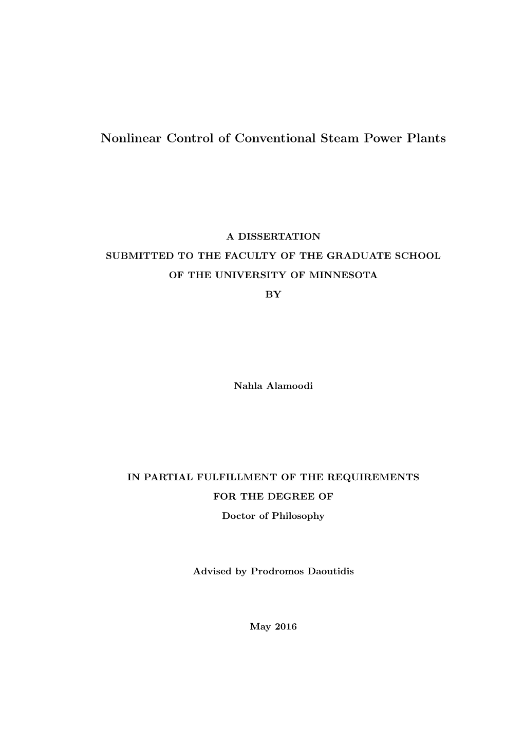 Nonlinear Control of Conventional Steam Power Plants