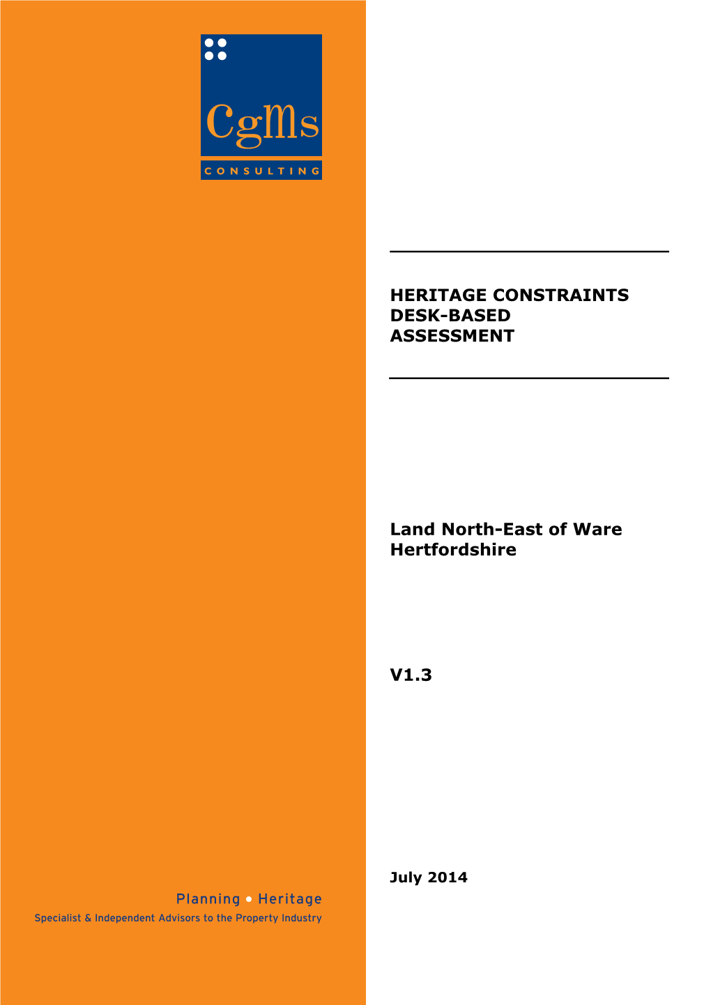 Heritage Constraints Desk-Based Assessment