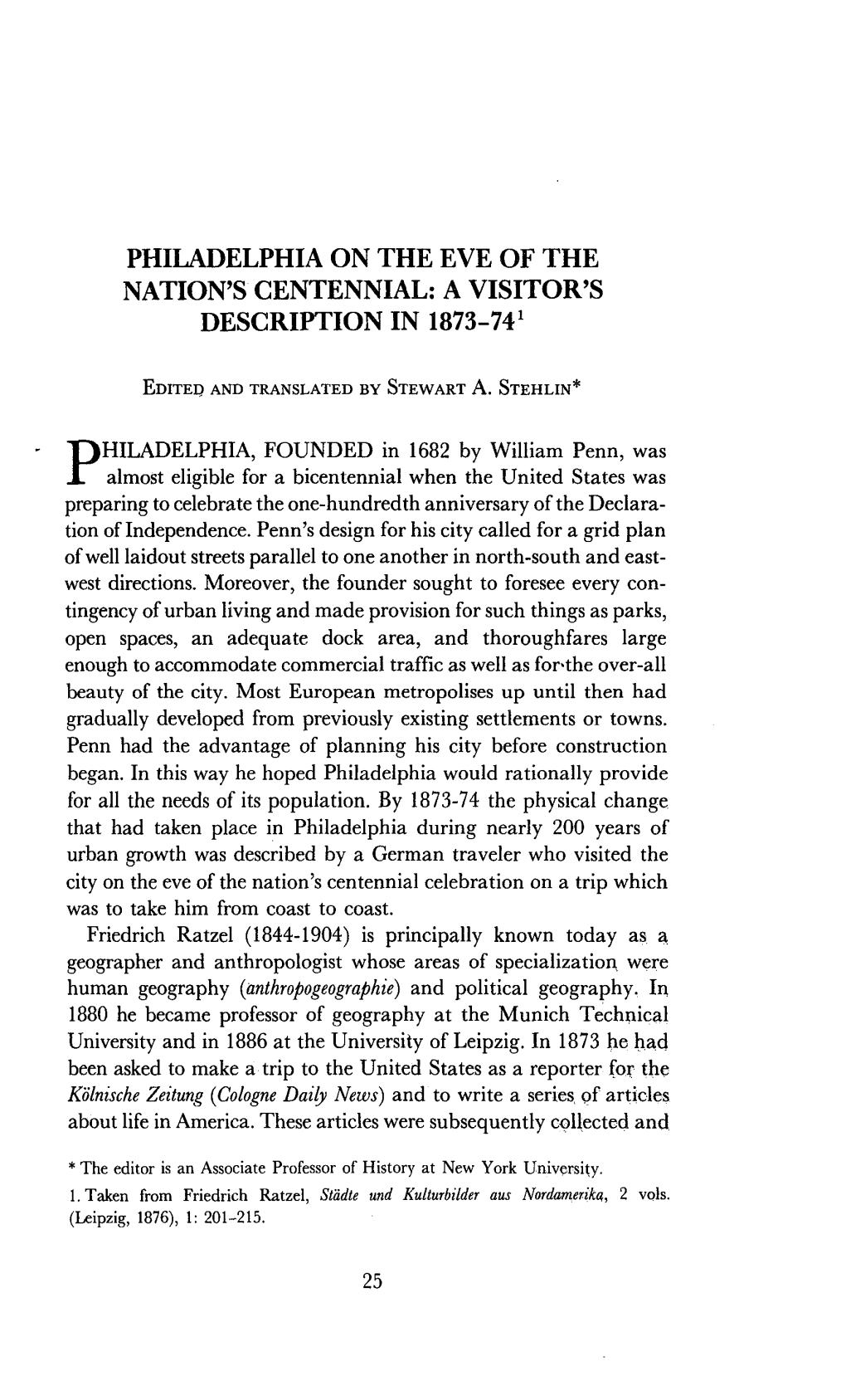 Philadelphia on the Eve of the Nation's Centennial: a Visitor's Description in 1873-741