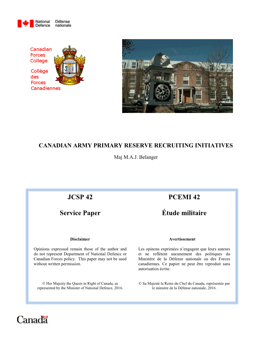 Canadian Army Primary Reserve Recruiting Initiatives