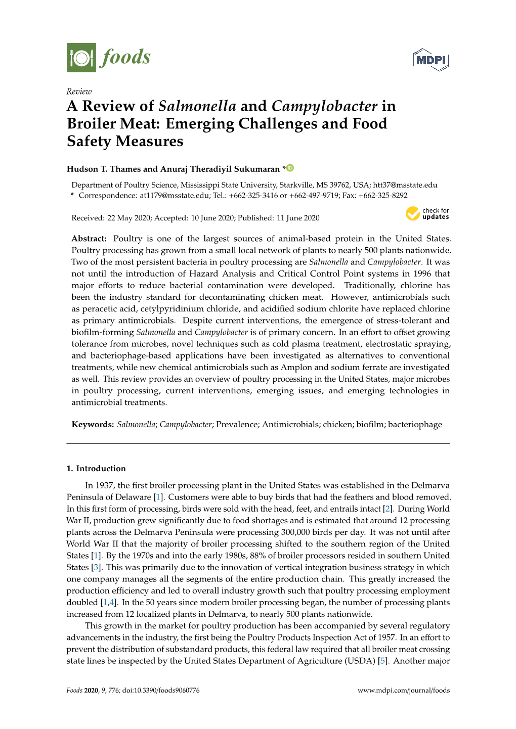 A Review of Salmonella and Campylobacter in Broiler Meat: Emerging Challenges and Food Safety Measures