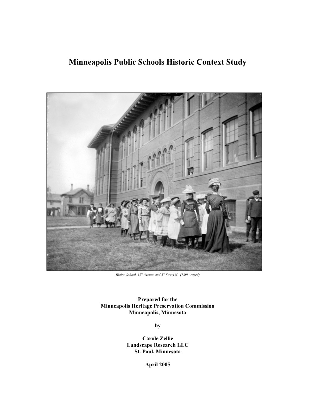 Minneapolis Public Schools Historic Context Study