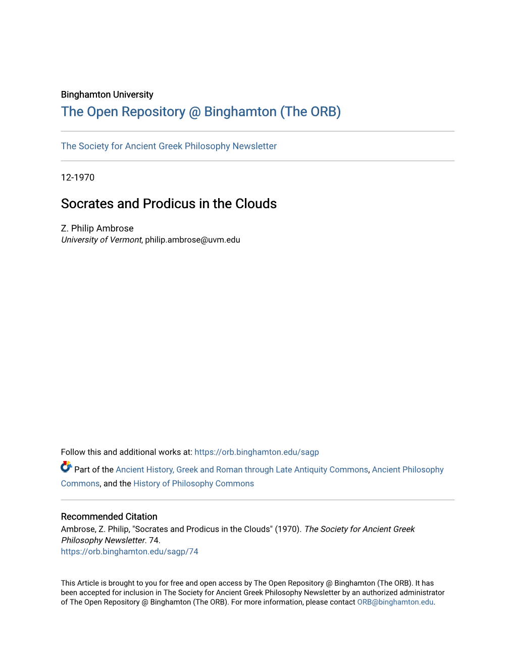 Socrates and Prodicus in the Clouds