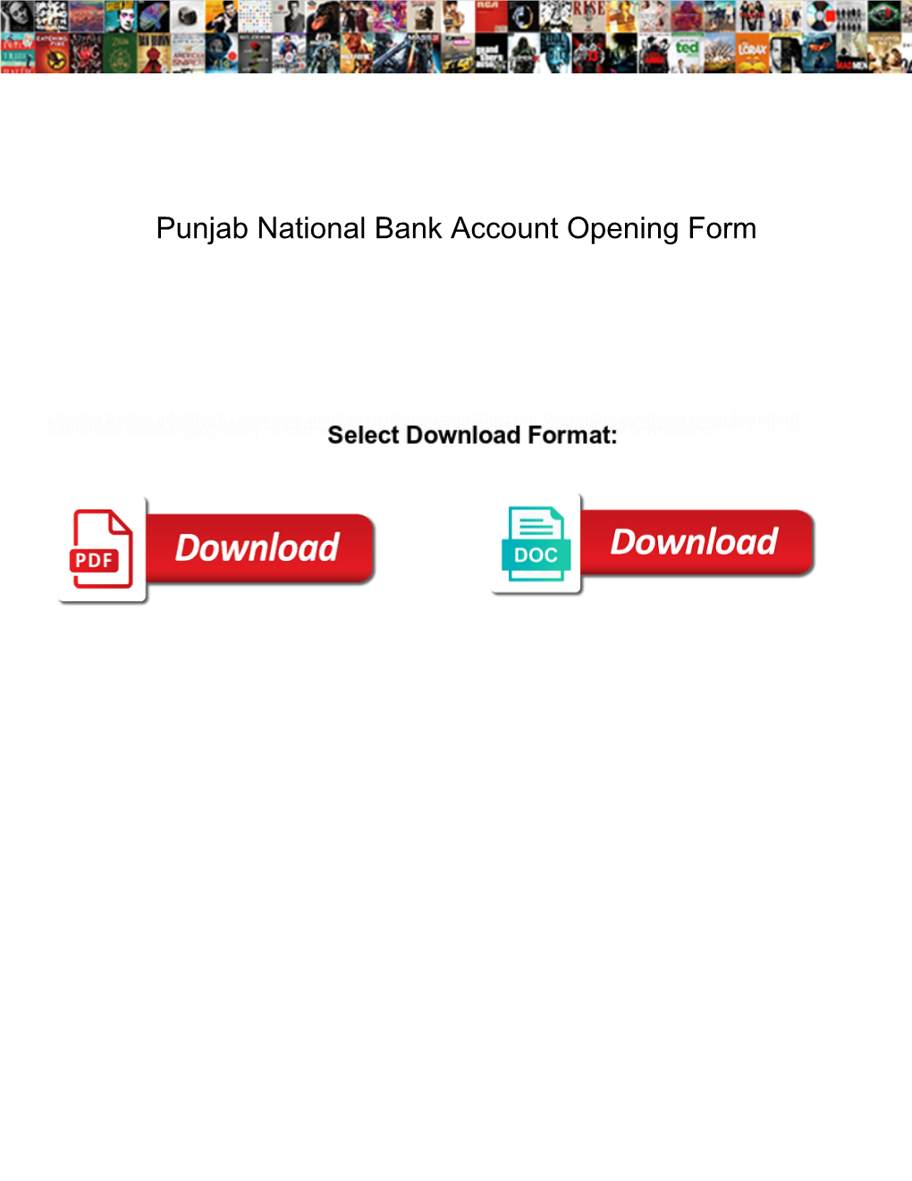 Punjab National Bank Account Opening Form