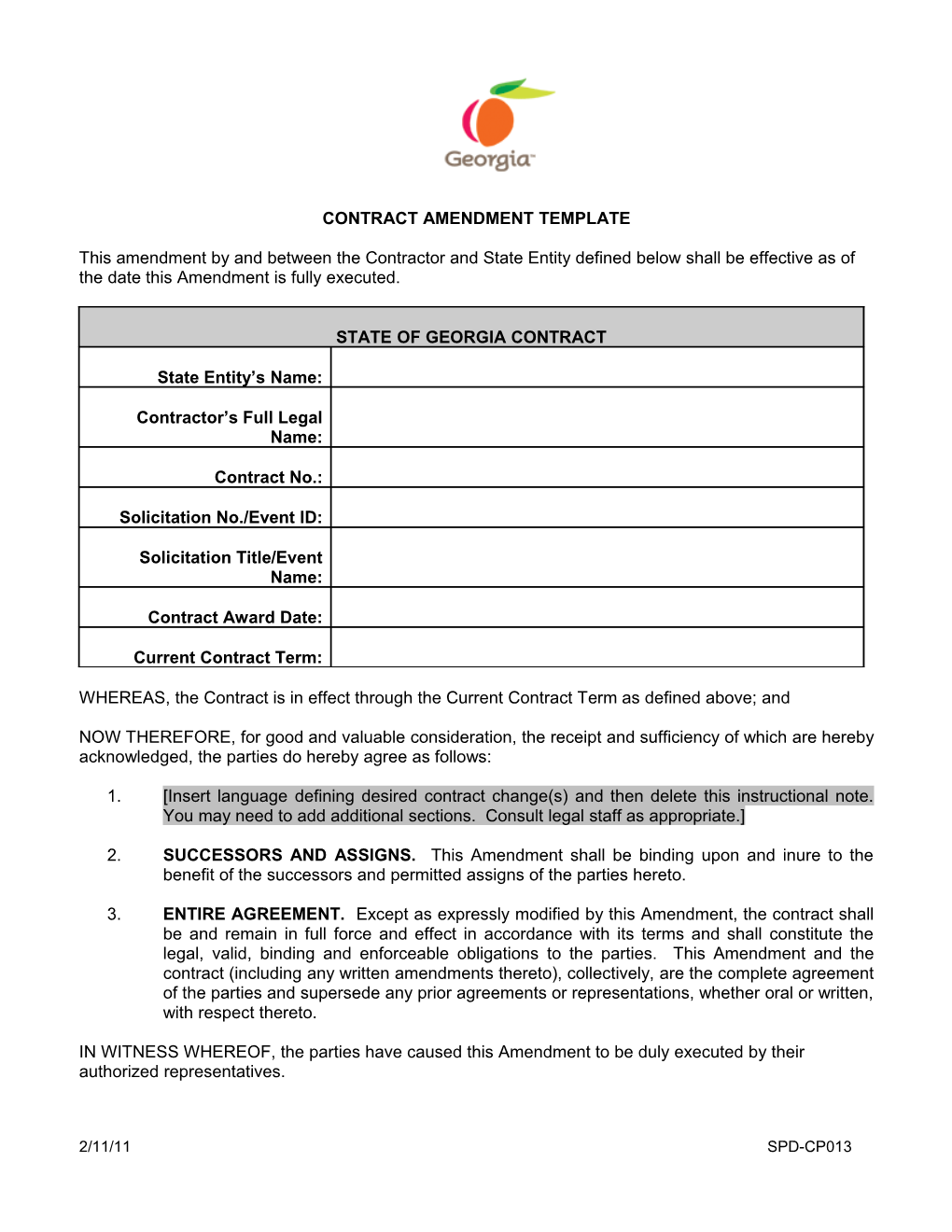 Contract Amendment Template