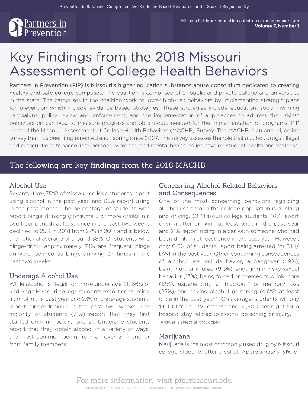Key Findings from the 2018 Missouri Assessment of College Health