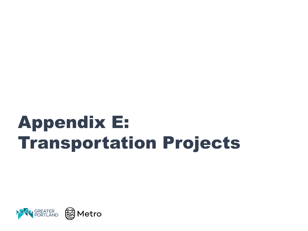 Appendix E Transportation Projects of the Comprehensive Economic