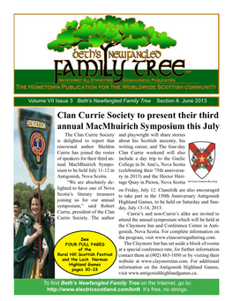 Clan Currie Society to Present Their Third Annual Macmhuirich