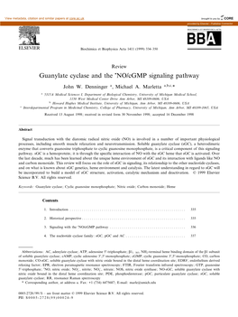 Guanylate Cyclase and the Cno/Cgmp Signaling Pathway